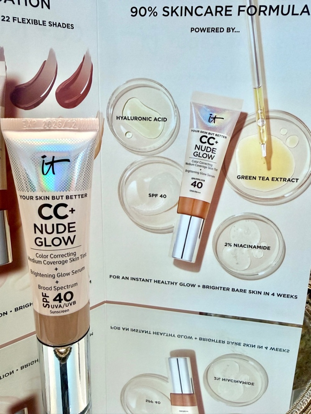 CC+ Nude Glow Lightweight Foundation + Glow Serum SPF 40 Neutral Tan EXP 12/26 - Picture 8 of 16